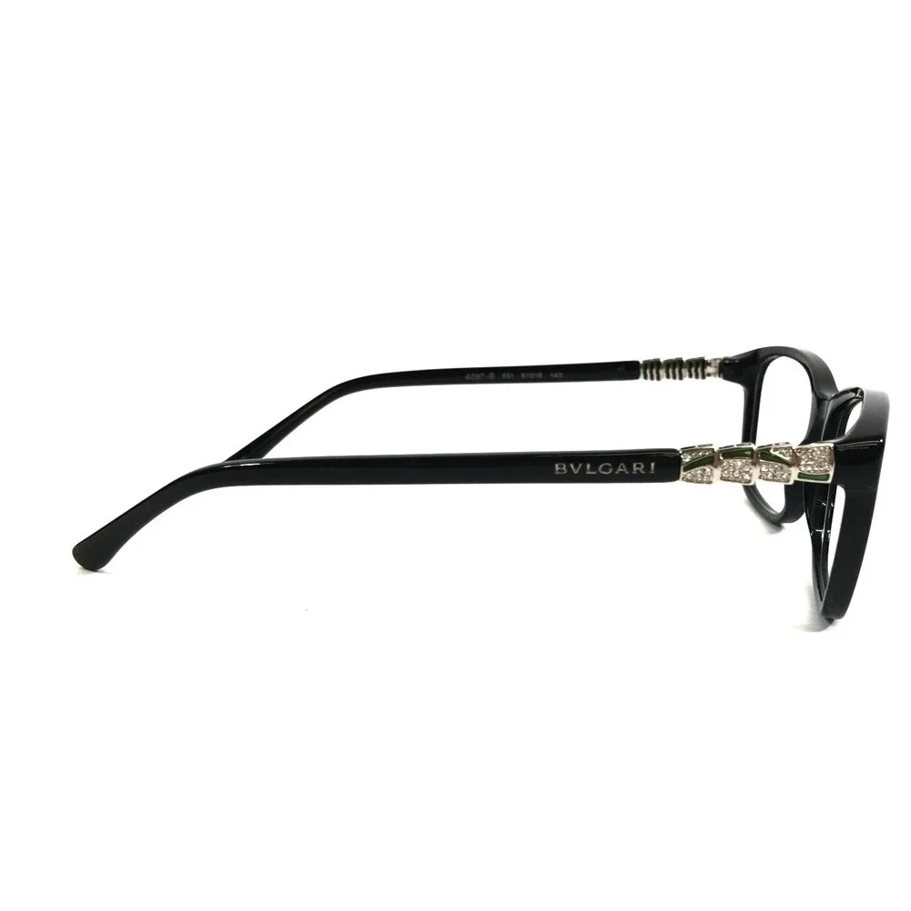 Bvlgari Eyeglasses Frames 4097-B 501 Polished Black Silver Crystals 51-16-140